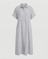 Neve Linen Shirt Dress with Striped in White