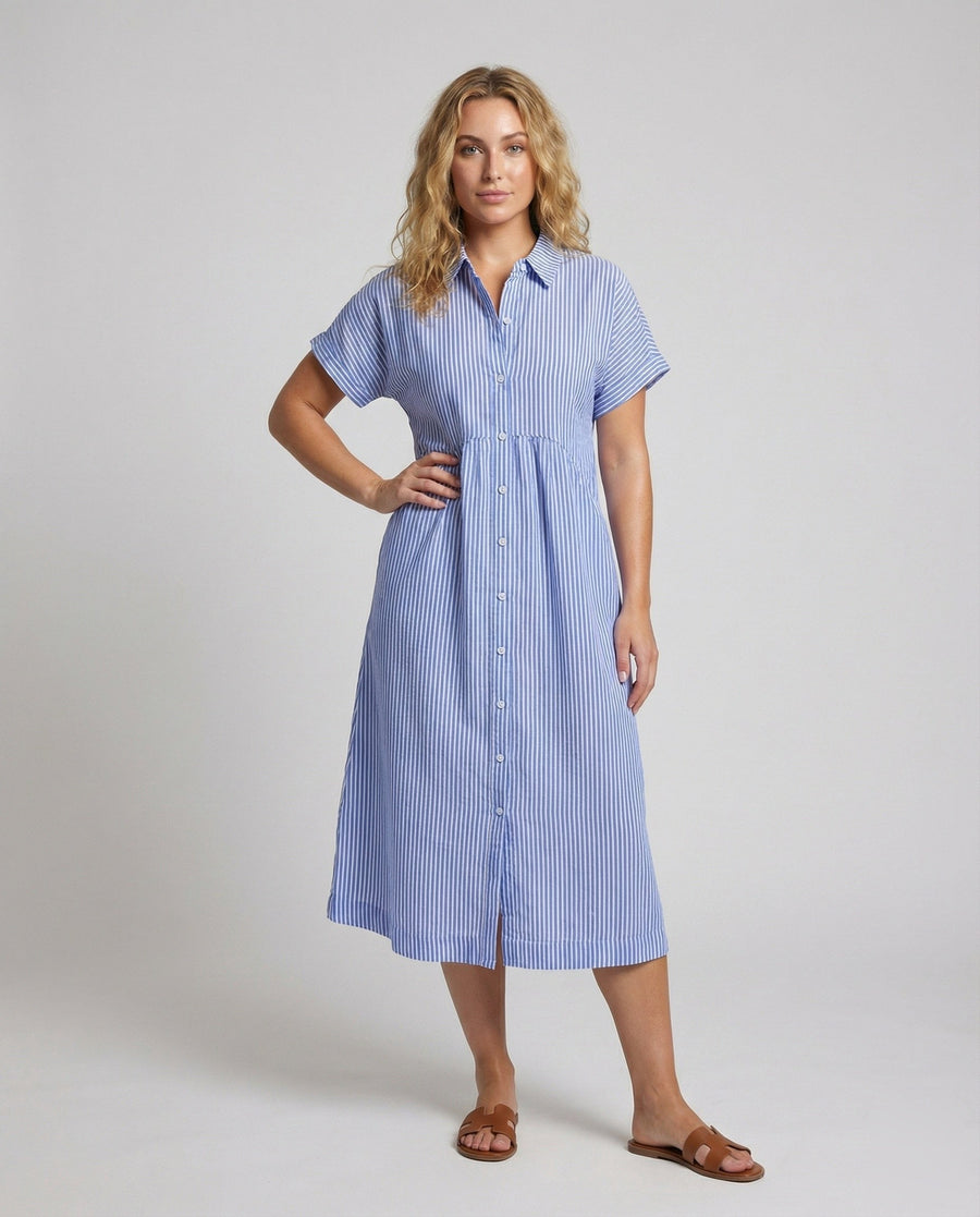 Neve Linen Shirt Dress with Striped