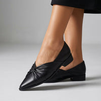 Nia Knotted Pointed Flat in Charcoal