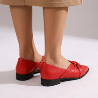 Nia Knotted Pointed Flat in Crimson