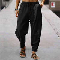 Nico Airy Linen Trousers in Black