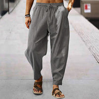 Nico Airy Linen Trousers in Dark Grey