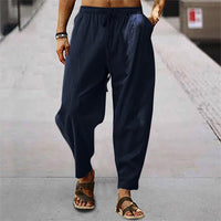 Nico Airy Linen Trousers in Navy