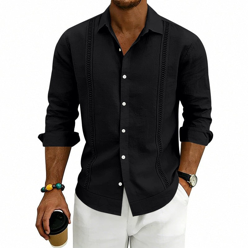 Nico Casual Linen Blend Shirt in Black