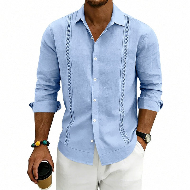 Nico Casual Linen Blend Shirt in Blue