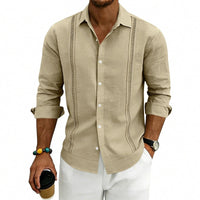 Nico Casual Linen Blend Shirt in Khaki