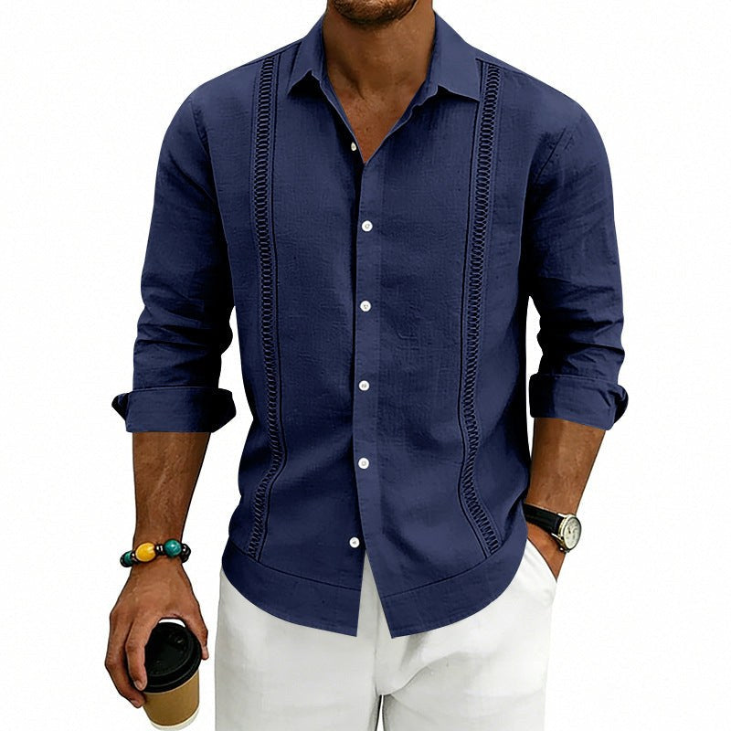 Nico Casual Linen Blend Shirt in Navy