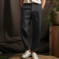 Nico Lightweight Linen Trousers in Black