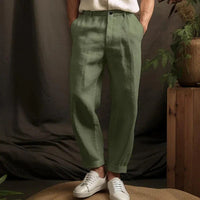Nico Lightweight Linen Trousers in Green