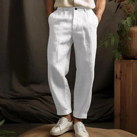 Nico Lightweight Linen Trousers in White