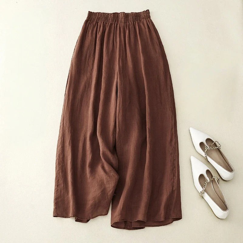 Nicole™ Elegant Loose Waistband Pants in Brown