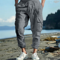 Niels Airy Trousers with Elastic Waist and Pockets in Eisengrau