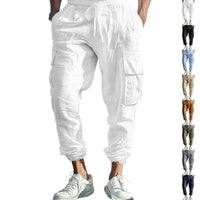 Niels Airy Trousers with Elastic Waist and Pockets in White