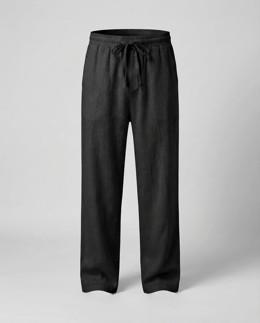 Niels Linen Trousers in Black