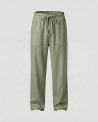 Niels Linen Trousers in Olive Green