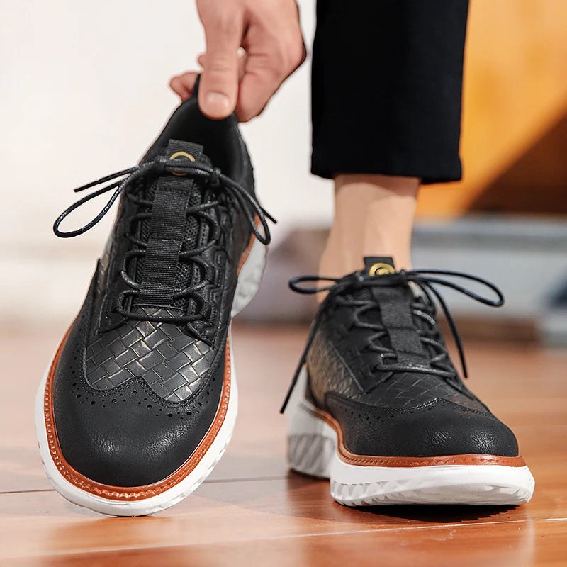 Nimbus Leather Brogue Sneakers in Charcoal