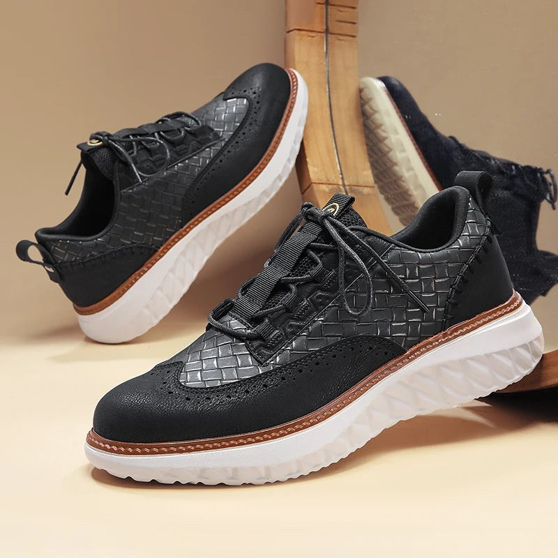 Nimbus Leather Brogue Sneakers in Charcoal