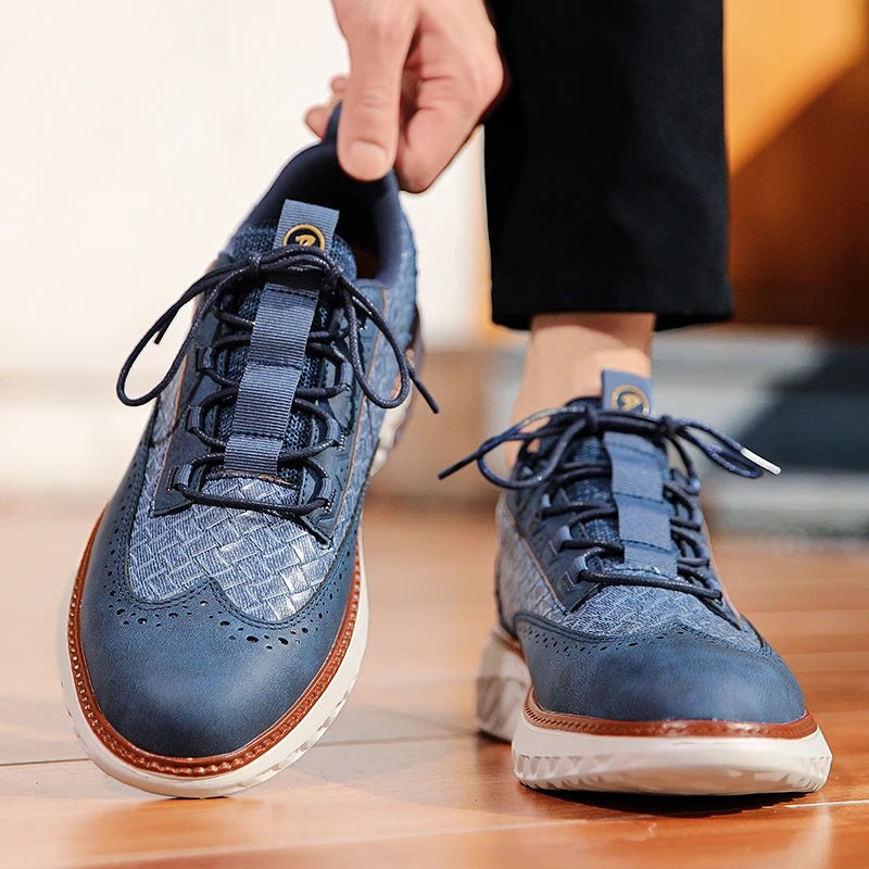 Nimbus Leather Brogue Sneakers in Indigo Fade