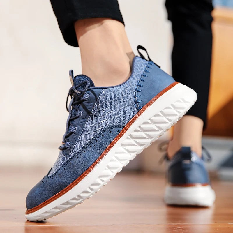 Nimbus Leather Brogue Sneakers in Indigo Fade