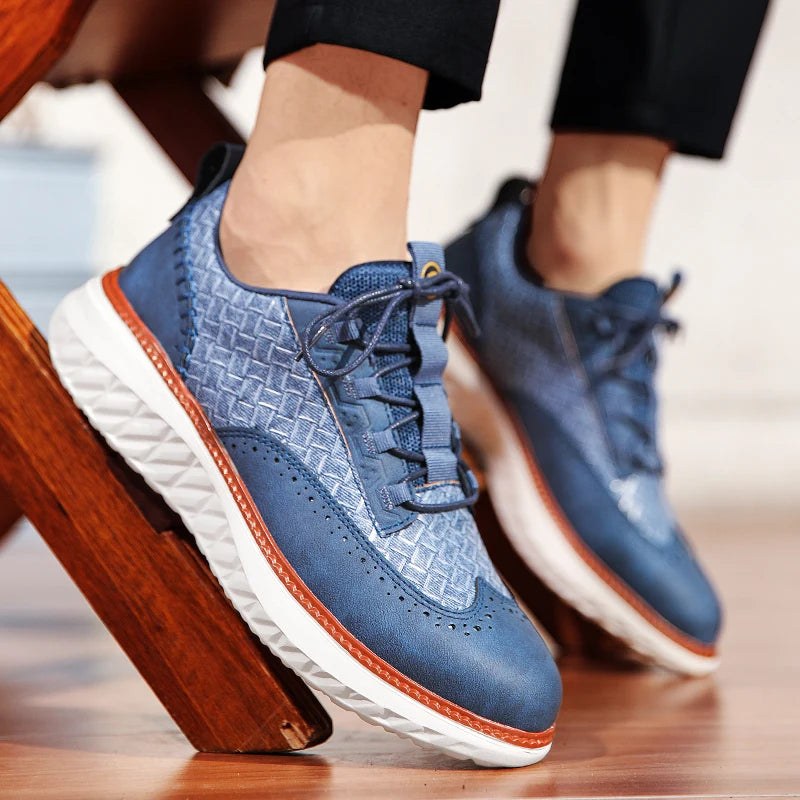 Nimbus Leather Brogue Sneakers in Indigo Fade