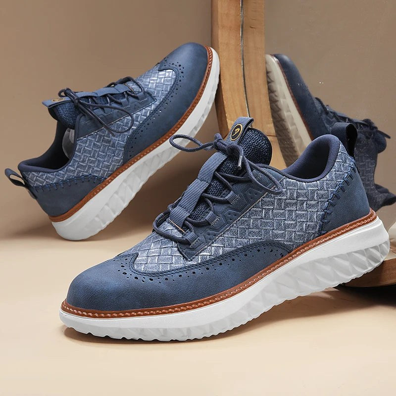 Nimbus Leather Brogue Sneakers in Indigo Fade