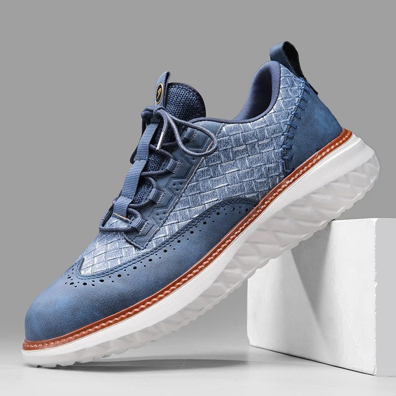 Nimbus Leather Brogue Sneakers in Indigo Fade