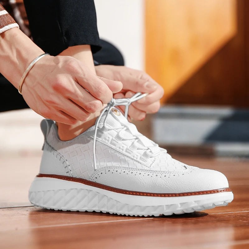 Nimbus Leather Brogue Sneakers in Ivory