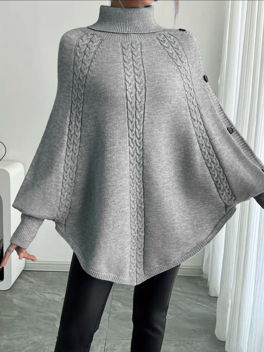 Nina Elegant Knit Poncho in Grey