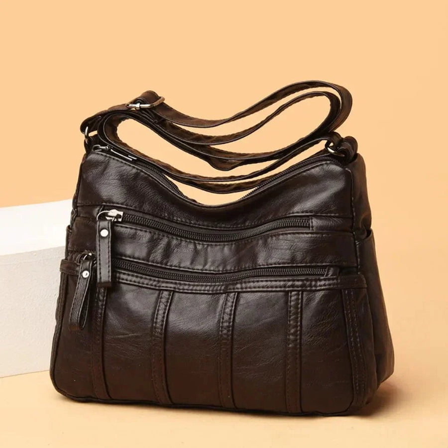 Nina Women's Multi-Pocket Crossbody Shoulder Bag in Brown