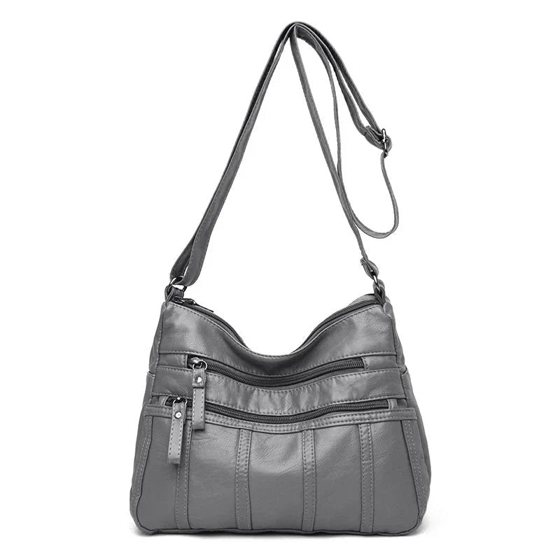 Nina Women's Multi-Pocket Crossbody Shoulder Bag in Grey