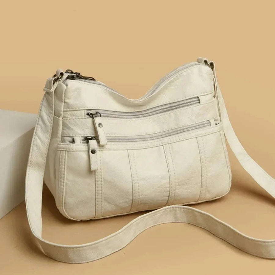 Nina Women's Multi-Pocket Crossbody Shoulder Bag in White