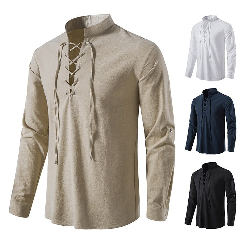 Noa Casual Shirt with Long Sleeve and Lace-Up
