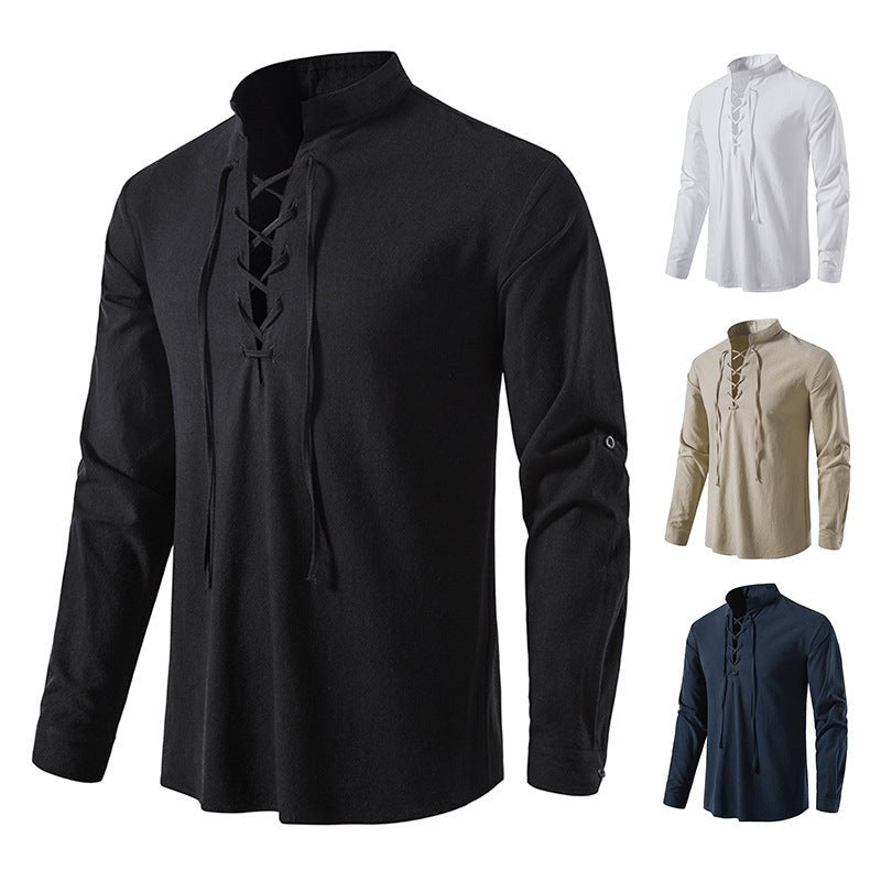 Noa Casual Shirt with Long Sleeve and Lace-Up