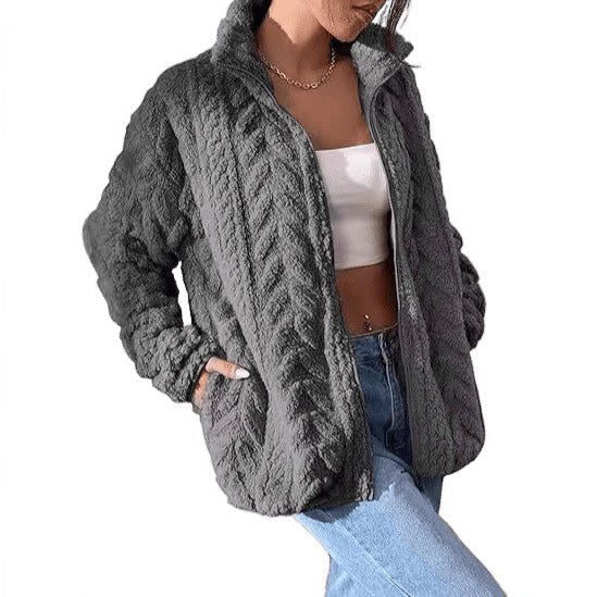 Noa Jacket with Stand Collar and Oversized