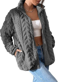 Noa Jacket with Stand Collar and Oversized in Grey