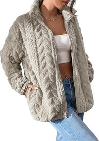 Noa Jacket with Stand Collar and Oversized in Khaki
