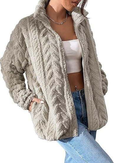 Noa Jacket with Stand Collar and Oversized in Khaki