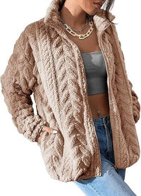 Noa Jacket with Stand Collar and Oversized in Light Beige
