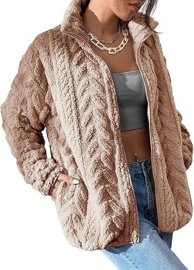 Noa Jacket with Stand Collar and Oversized in Light Beige