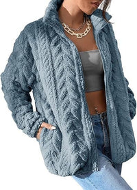 Noa Jacket with Stand Collar and Oversized in Sky Blue
