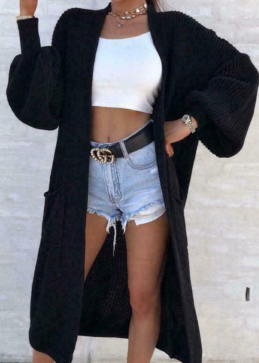 Noa Knit Cardigan with Pockets in Black