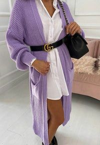 Noa Knit Cardigan with Pockets in Purple