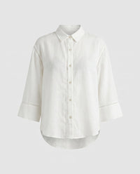 Noa Linen Blouse with Embroidery in Beige