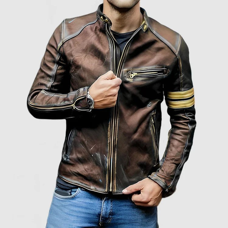 Noah Jacket with Stand Collar in Khaki