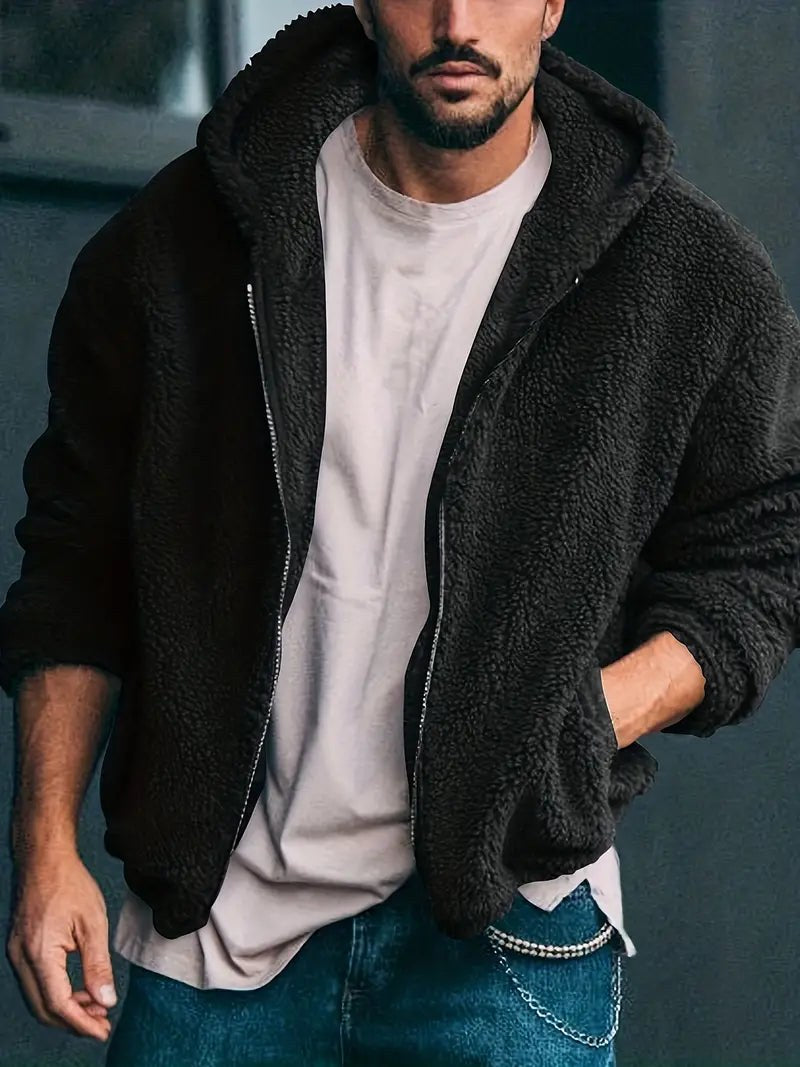 Noah Jacket with Zip Front in Black