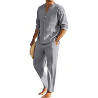 Noah Linen Shirt with Stand Collar