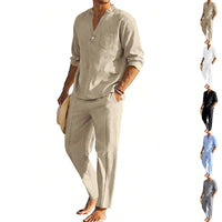 Noah Linen Shirt with Stand Collar