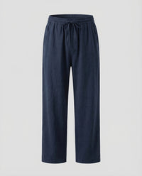 Noah Linen Trousers with Drawstring Waist in Black