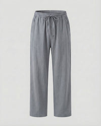 Noah Linen Trousers with Drawstring Waist in Grey