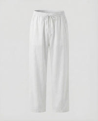 Noah Linen Trousers with Drawstring Waist in White